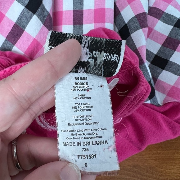 Rare Editions Dress Pink and Black Plaid Ballet Ballerina Ribbon Rhinestones 6 - Picture 7 of 7